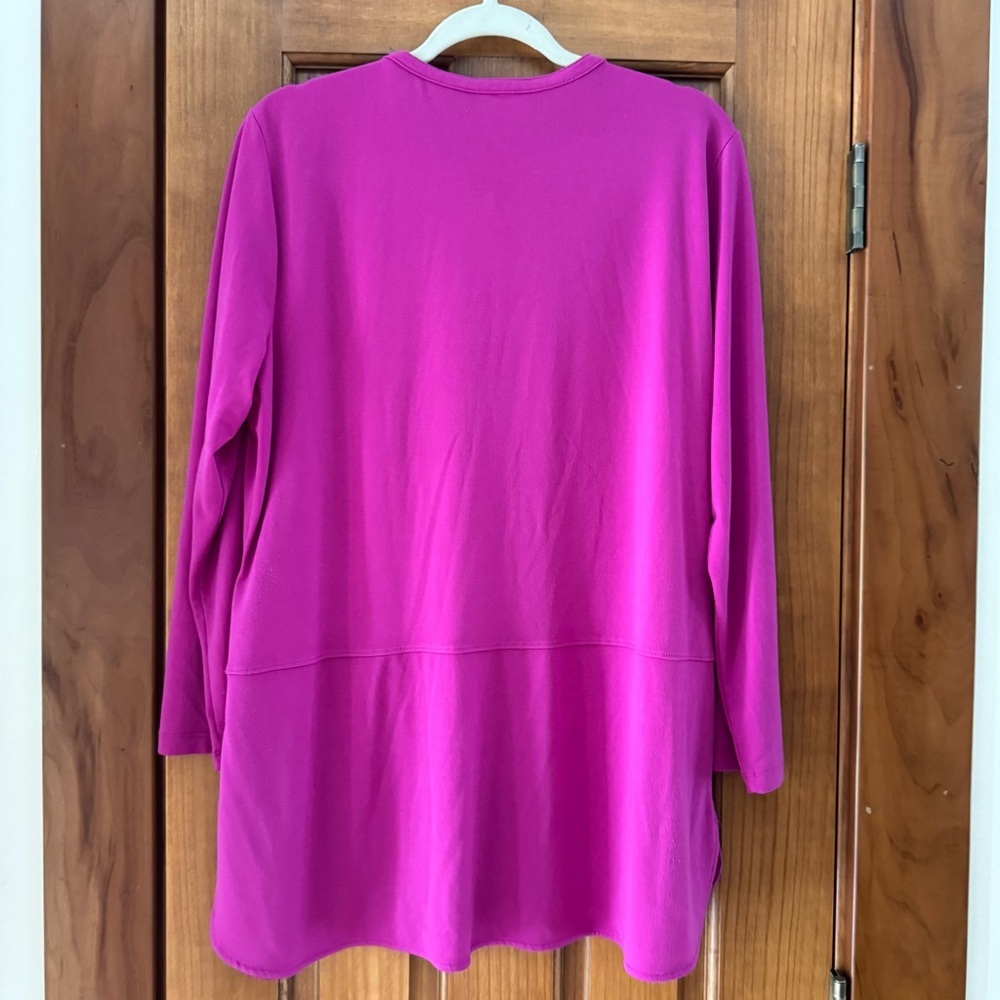 Ralph Lauren Green Label Tunic Top Women’s XL Dark Pink Buttons Blouse - Picture 3 of 5